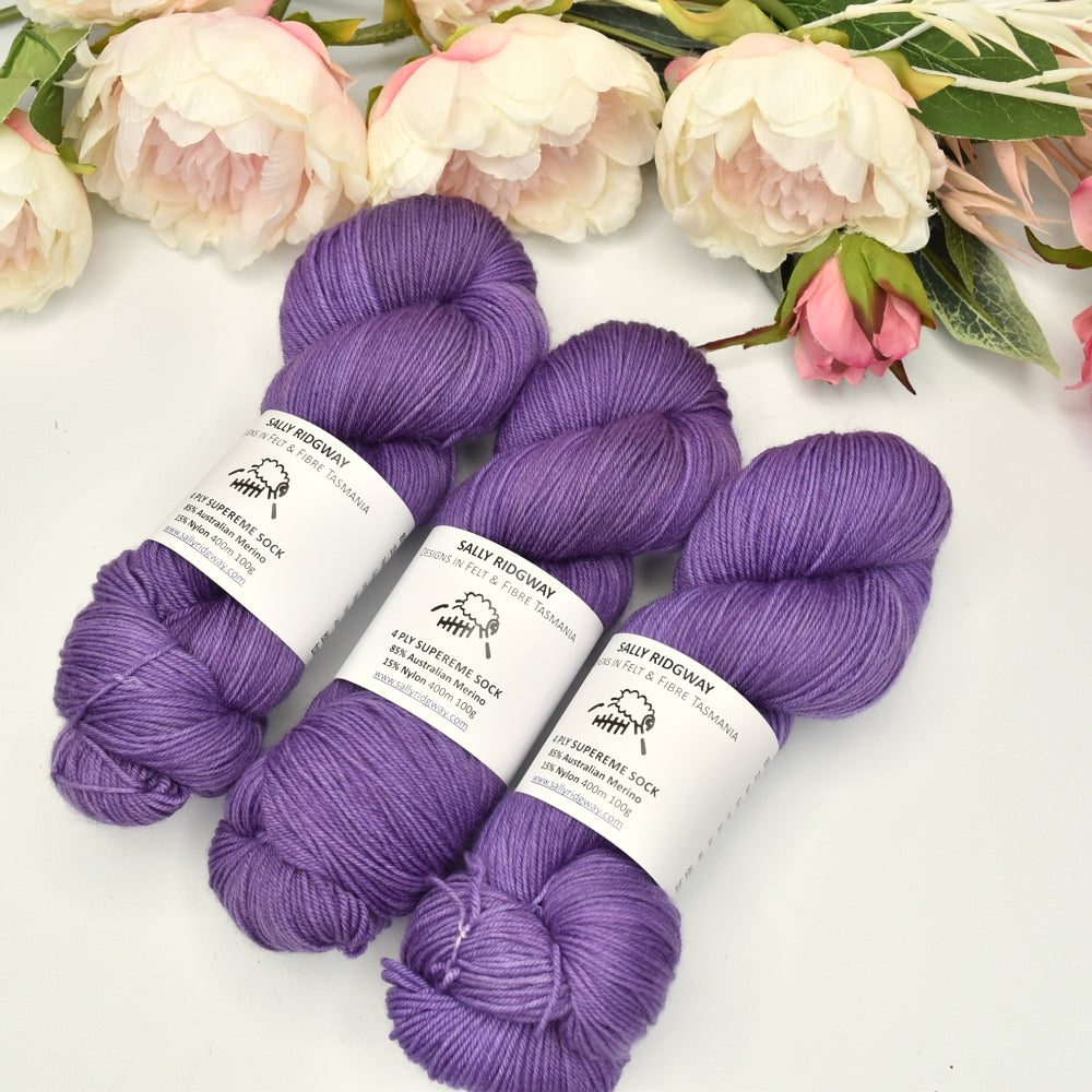 4 ply Supreme Sock Knitting Yarn Hand Dyed Prudence| Sock Yarn | Sally Ridgway | Shop Wool, Felt and Fibre Online
