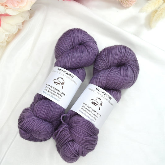 4 ply Supreme Sock Yarn Hand Dyed Aubergine 13174| Sock Yarn | Sally Ridgway | Shop Wool, Felt and Fibre Online