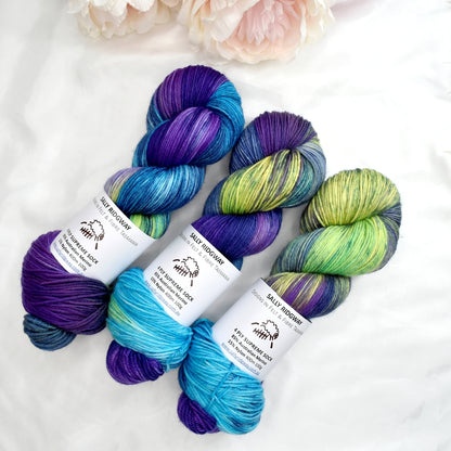 Aurora 4 ply Supreme Sock Yarn Hand Dyed| Sock Yarn | Sally Ridgway | Shop Wool, Felt and Fibre Online
