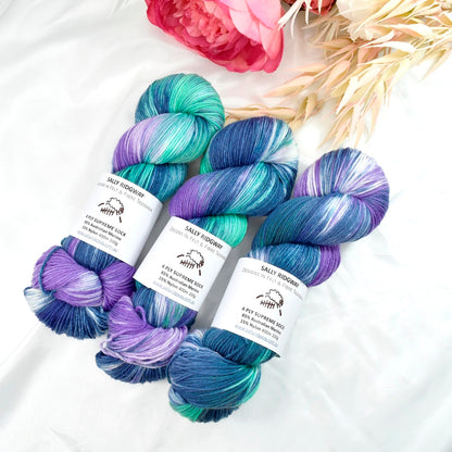 Blue Moon4 ply Supreme Sock Yarn Hand Dyed| Sock Yarn | Sally Ridgway | Shop Wool, Felt and Fibre Online