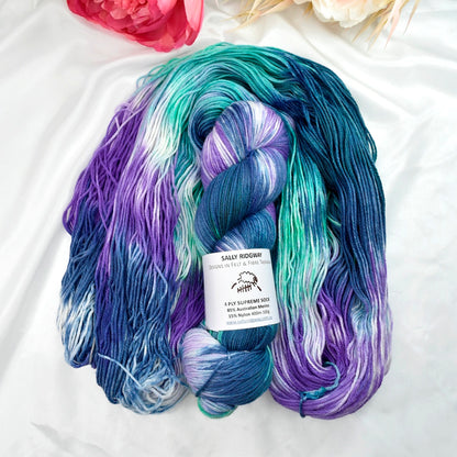 Blue Moon4 ply Supreme Sock Yarn Hand Dyed| Sock Yarn | Sally Ridgway | Shop Wool, Felt and Fibre Online