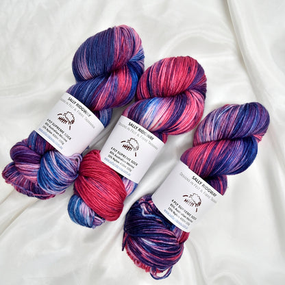 Blueberry Crush 4 ply Supreme Sock Yarn Hand Dyed| Sock Yarn | Sally Ridgway | Shop Wool, Felt and Fibre Online