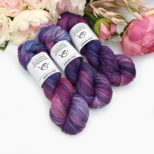 4 ply Supreme Sock Yarn Hand Dyed Blueberry Crush| Sock Yarn | Sally Ridgway | Shop Wool, Felt and Fibre Online