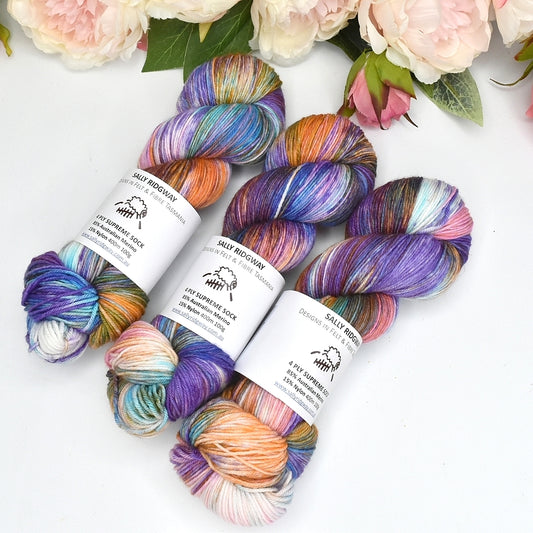 4 ply Supreme Sock Yarn Hand Dyed Butterfly 13423| Sock Yarn | Sally Ridgway | Shop Wool, Felt and Fibre Online