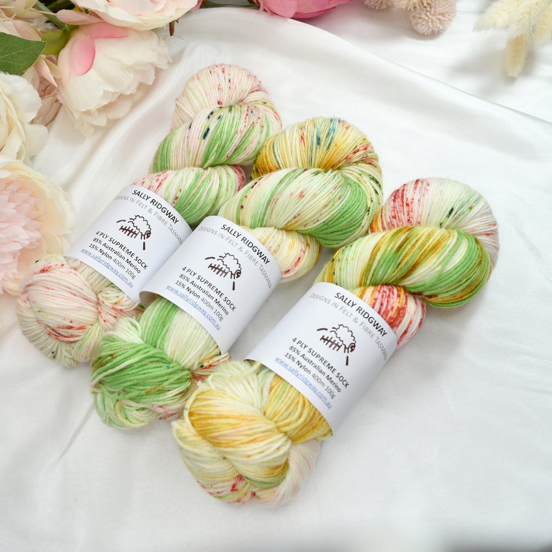 4 ply Supreme Sock Yarn Hand Dyed Christmas Mix| Sock Yarn | Sally Ridgway | Shop Wool, Felt and Fibre Online