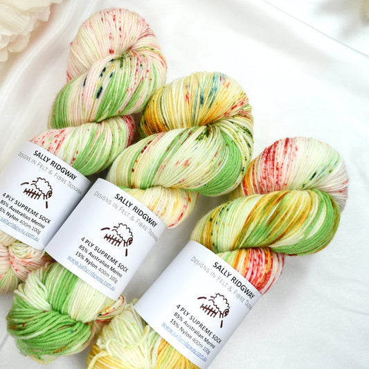 4 ply Supreme Sock Yarn Hand Dyed Christmas Mix| Sock Yarn | Sally Ridgway | Shop Wool, Felt and Fibre Online