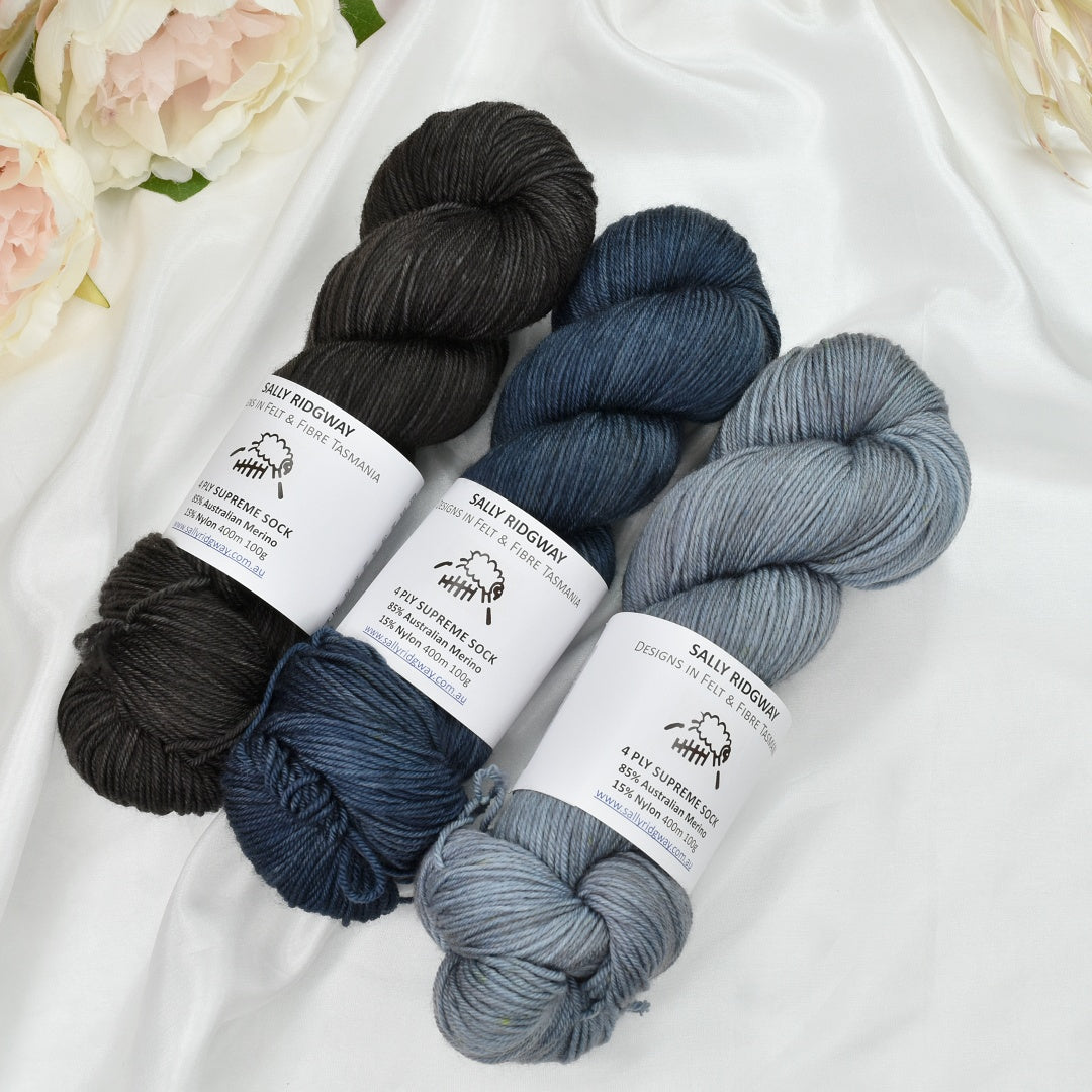 4 ply Supreme Sock Yarn Hand Dyed Dark Brown-Sock Yarn-3-Sally Ridgway Designs in Felt &amp; Fibre