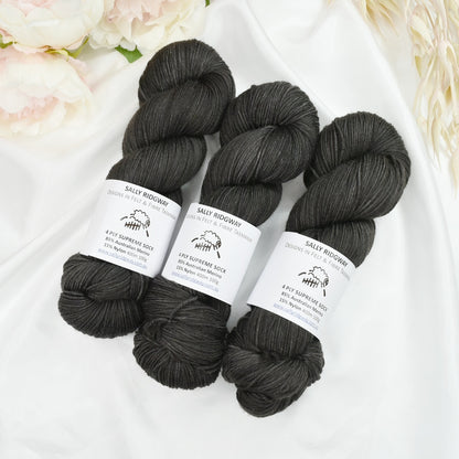 4 ply Supreme Sock Yarn Hand Dyed Dark Brown-Sock Yarn-1-Sally Ridgway Designs in Felt &amp; Fibre