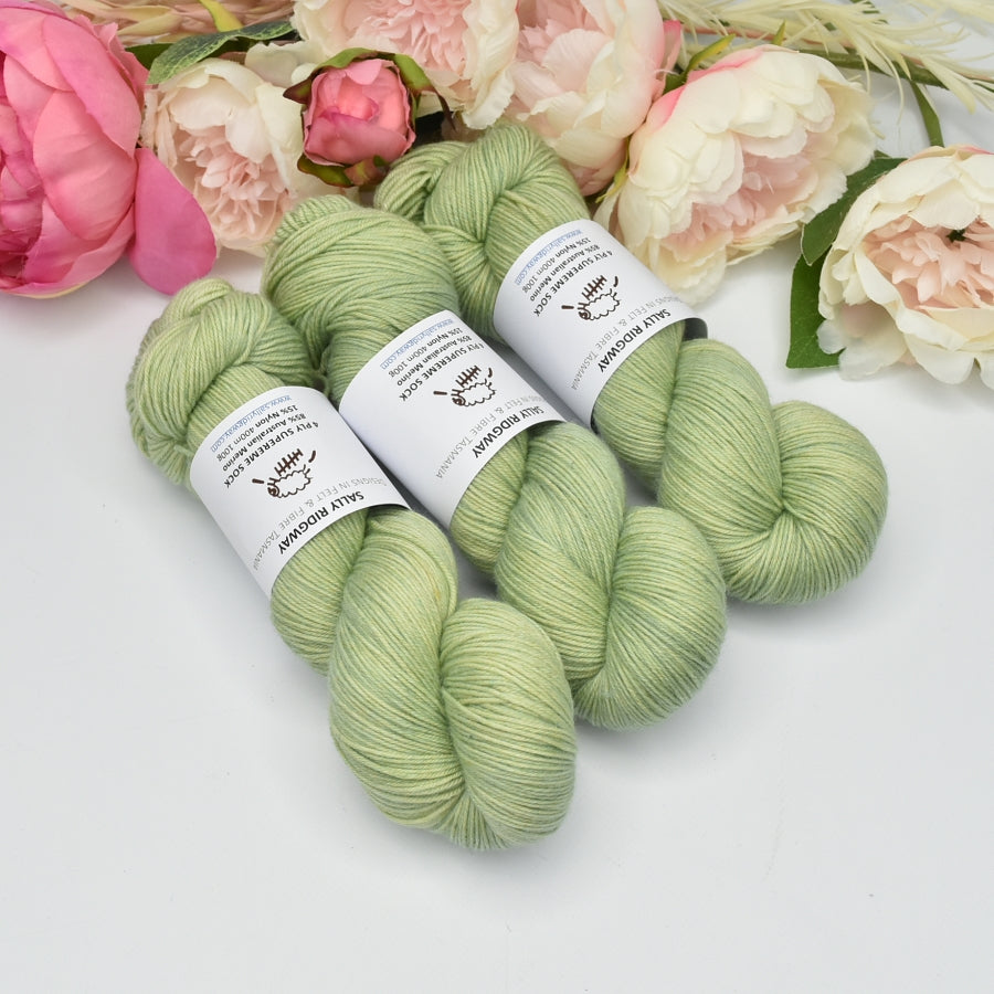 4 ply Supreme Sock Yarn Hand Dyed Fig Leaf| Sock Yarn | Sally Ridgway | Shop Wool, Felt and Fibre Online