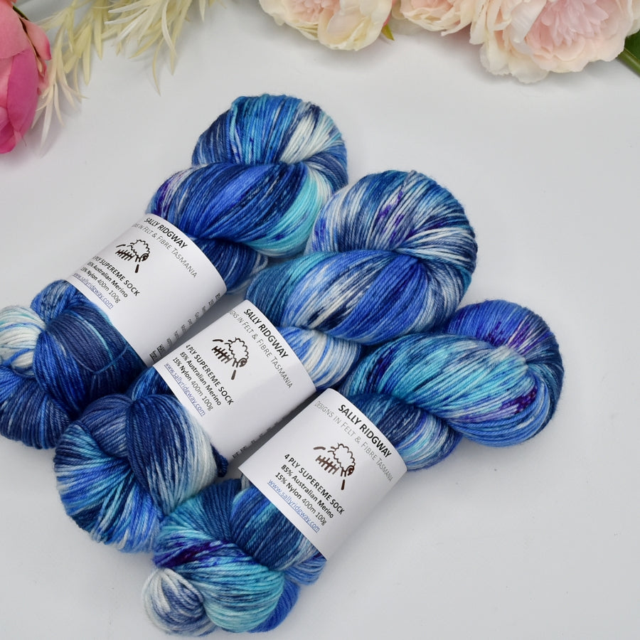 4 ply Supreme Sock Yarn Hand Dyed Galaxy| Sock Yarn | Sally Ridgway | Shop Wool, Felt and Fibre Online