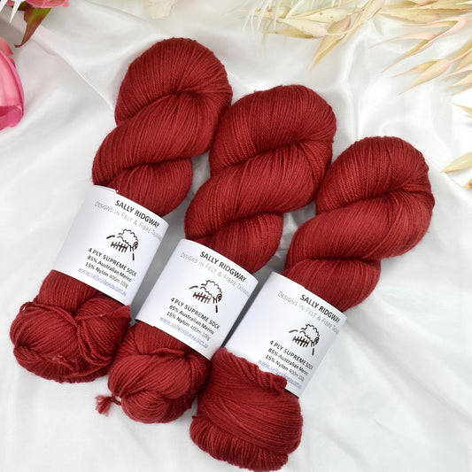 Geranium 4 ply Supreme Sock Yarn Hand Dyed| Sock Yarn | Sally Ridgway | Shop Wool, Felt and Fibre Online