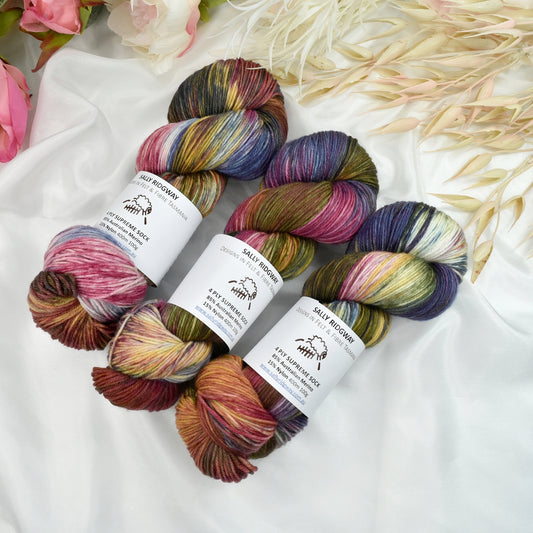 Kaleidoscope 4 ply Supreme Sock Yarn Hand Dyed| Sock Yarn | Sally Ridgway | Shop Wool, Felt and Fibre Online
