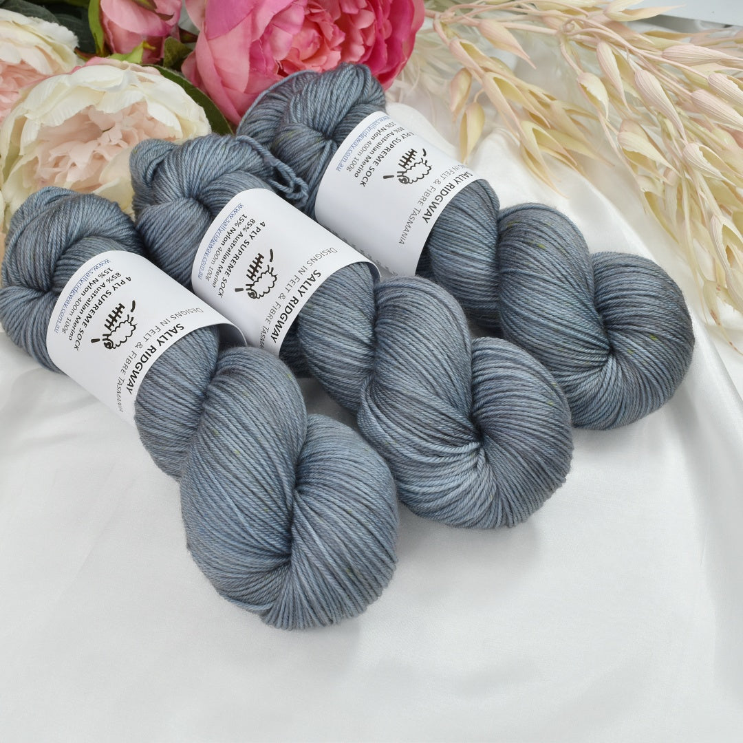 4 ply Supreme Sock Yarn Hand Dyed Light Blue-Sock Yarn-1-Sally Ridgway Designs in Felt &amp; Fibre