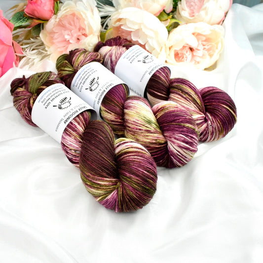Rose Garden 4 ply Supreme Sock Yarn Hand Dyed-Sock Yarn-1-Sally Ridgway Designs in Felt &amp; Fibre