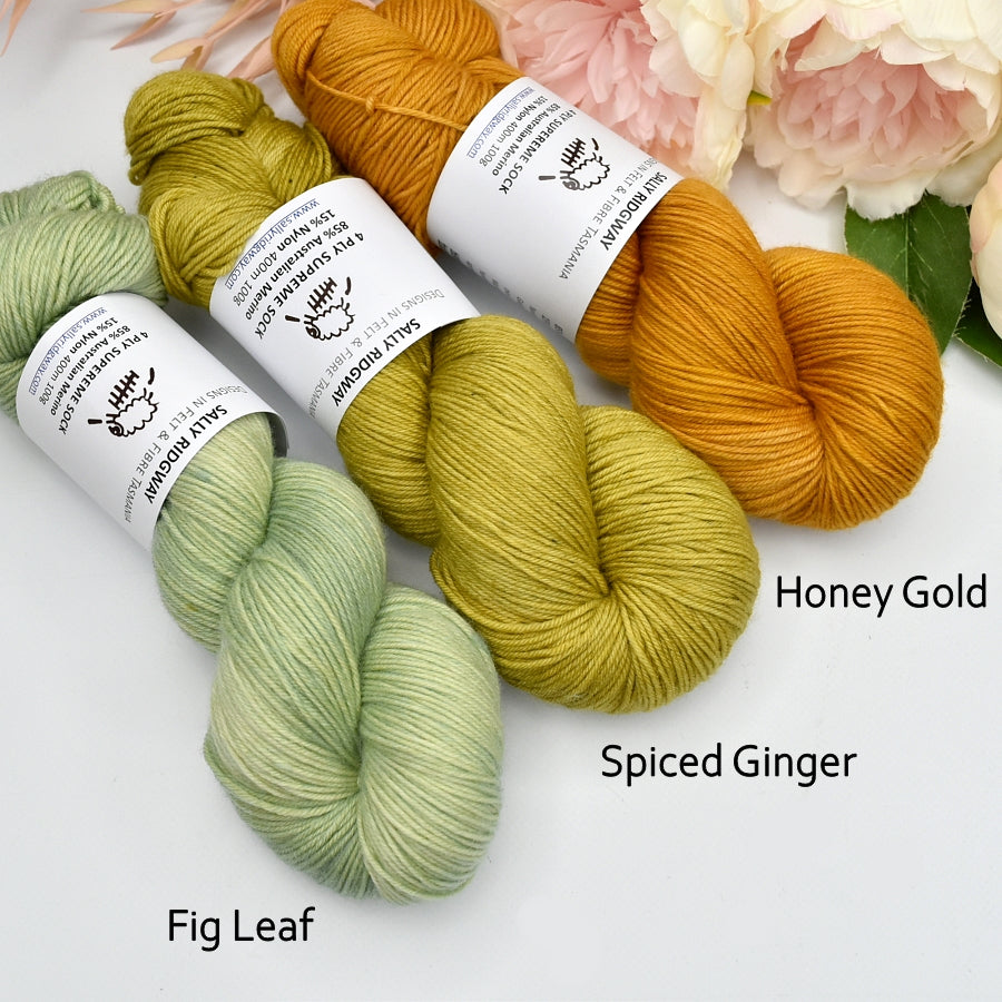 4 ply Supreme Sock Yarn Hand Dyed Spiced Ginger| Sock Yarn | Sally Ridgway | Shop Wool, Felt and Fibre Online