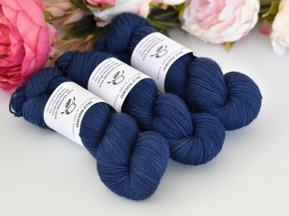 4 ply Supreme Sock Yarn Hand Dyed Steel Blue| Sock Yarn | Sally Ridgway | Shop Wool, Felt and Fibre Online