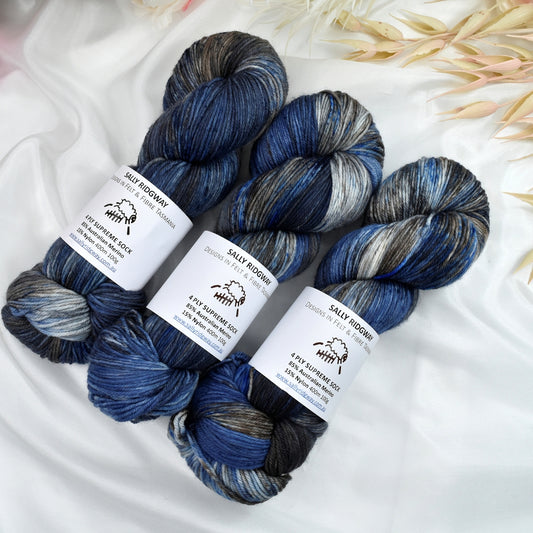 Storm Chaser 4 ply Supreme Sock Yarn Hand Dyed| Sock Yarn | Sally Ridgway | Shop Wool, Felt and Fibre Online