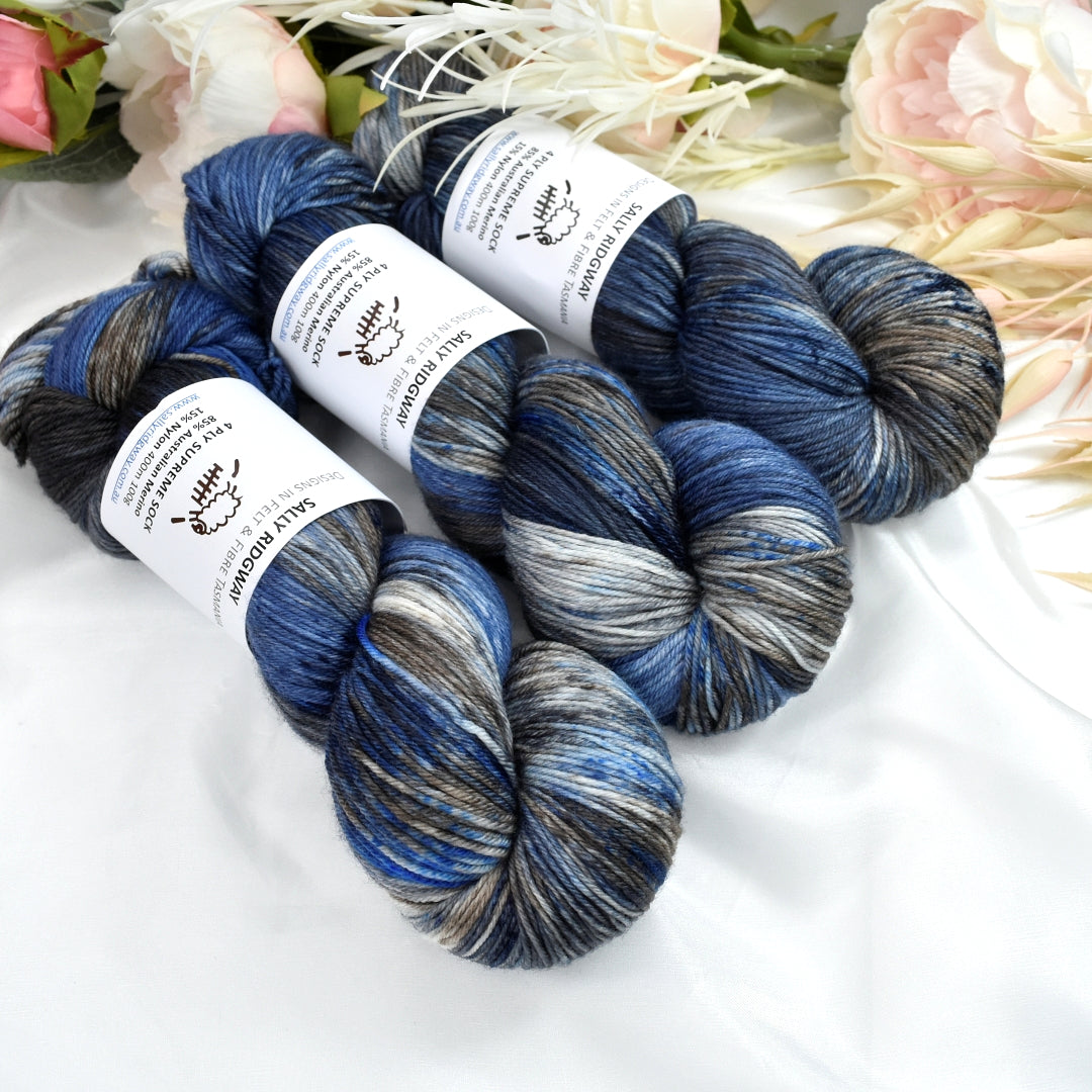Storm Chaser 4 ply Supreme Sock Yarn Hand Dyed| Sock Yarn | Sally Ridgway | Shop Wool, Felt and Fibre Online