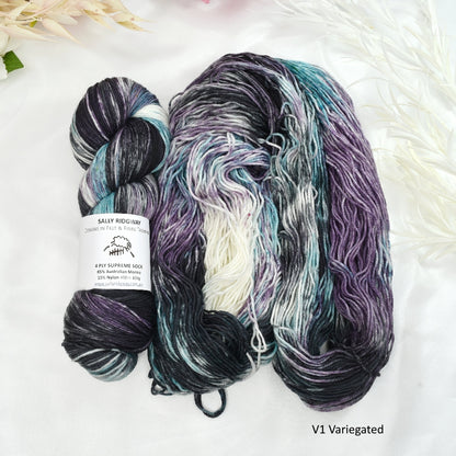 Teal Moon 4 ply Supreme Sock Yarn Hand Dyed| Sock Yarn | Sally Ridgway | Shop Wool, Felt and Fibre Online