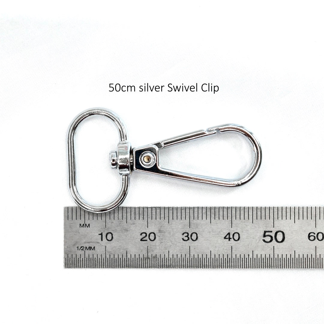 Clips & Rings for Bag Making-Purse Frames-4-25mm x 50mm Silver Swivel Clip-Sally Ridgway Designs in Felt &amp; Fibre