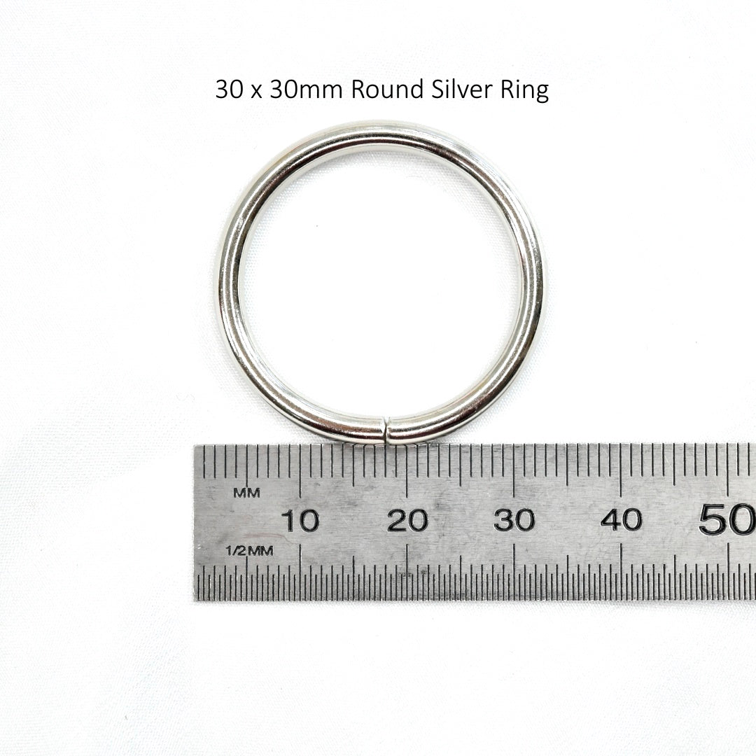 Clips & Rings for Bag Making-Purse Frames-7-30mm x 30mm Silver Rings-Sally Ridgway Designs in Felt &amp; Fibre