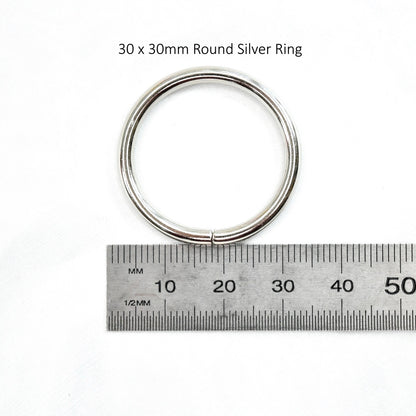 Clips & Rings for Bag Making-Purse Frames-7-30mm x 30mm Silver Rings-Sally Ridgway Designs in Felt &amp; Fibre