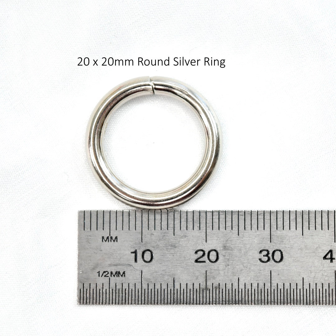 Clips & Rings for Bag Making-Purse Frames-6-20mm x 20mm Silver Rings-Sally Ridgway Designs in Felt &amp; Fibre