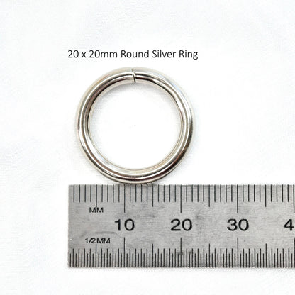 Clips & Rings for Bag Making-Purse Frames-6-20mm x 20mm Silver Rings-Sally Ridgway Designs in Felt &amp; Fibre