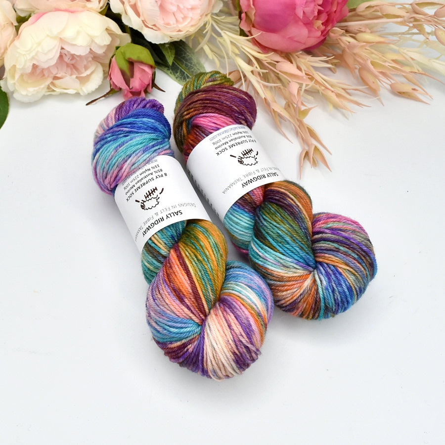 8 ply Supreme Sock in Butterfly| 8 Ply Supreme Sock | Sally Ridgway | Shop Wool, Felt and Fibre Online