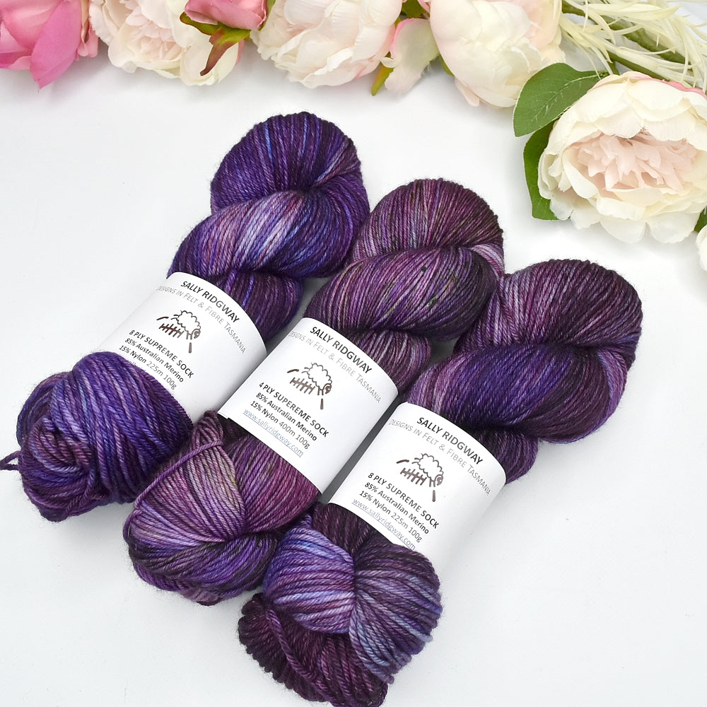 8 ply Supreme Sock in Cyber Grape| 8 Ply Supreme Sock | Sally Ridgway | Shop Wool, Felt and Fibre Online
