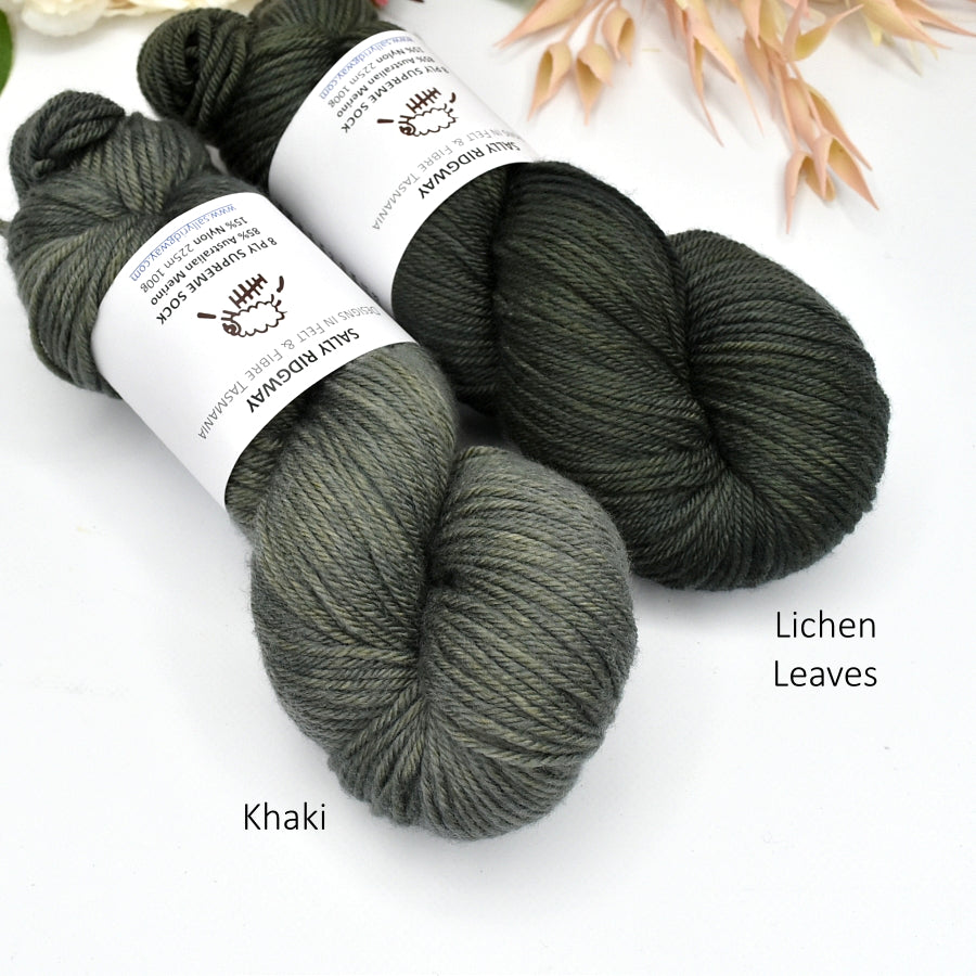 8 ply Supreme Sock in Lichen Leaves| 8 Ply Supreme Sock | Sally Ridgway | Shop Wool, Felt and Fibre Online