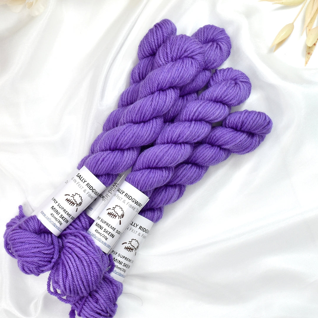 8 Ply Supreme Sock Mini Skein in Wild Iris| 8 Ply Mini Skeins | Sally Ridgway | Shop Wool, Felt and Fibre Online
