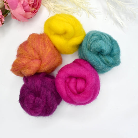 90's Tones Carded Corriedale Sliver Mixed Bags 125g| Corriedale Wool | Sally Ridgway | Shop Wool, Felt and Fibre Online
