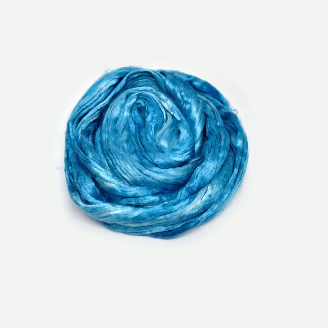 Mulberry Silk Roving Hand Dyed Aquarium