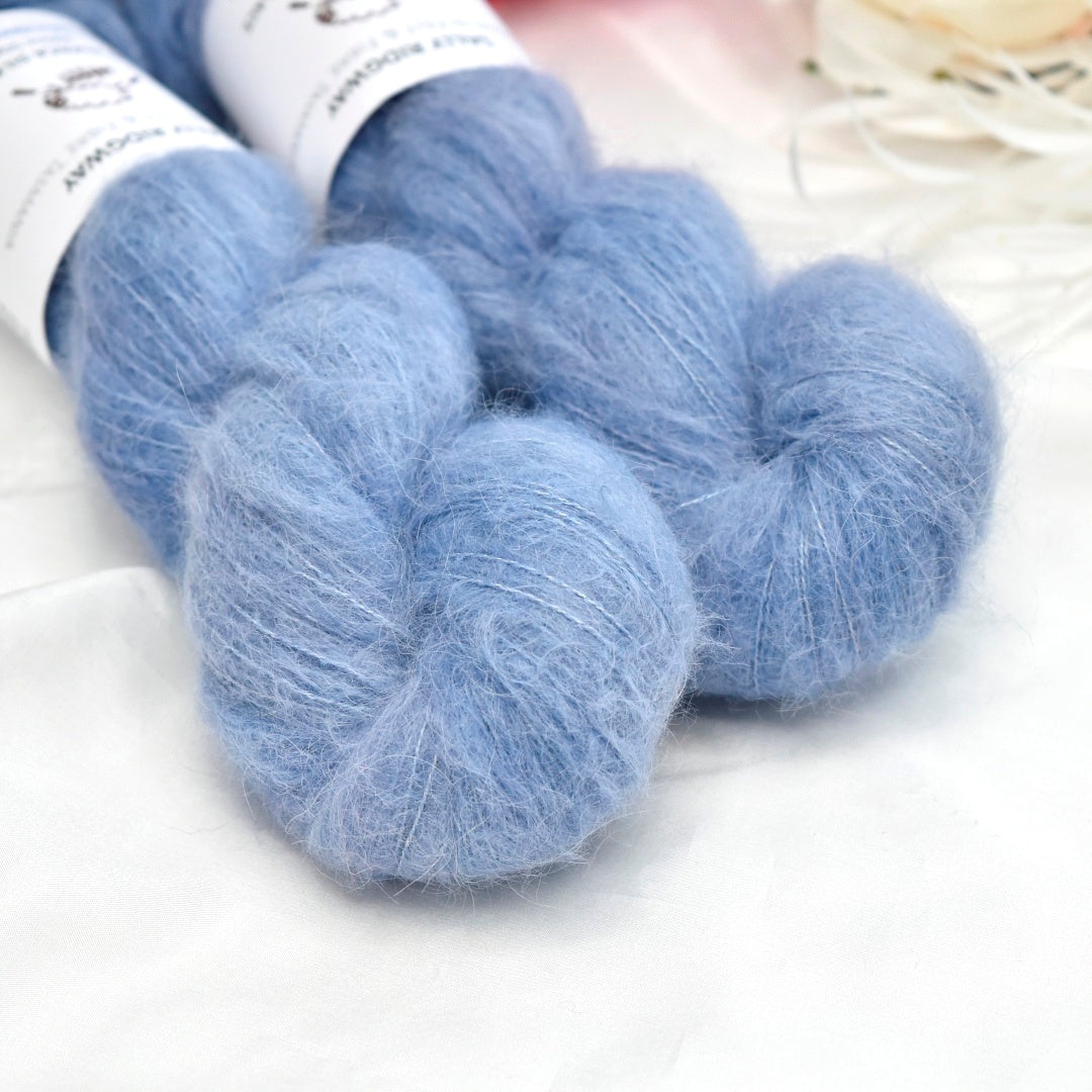 Blue Glaze Brushed Suri Alpaca Silk Lace Hand Dyed| Suri Silk Lace | Sally Ridgway | Shop Wool, Felt and Fibre Online
