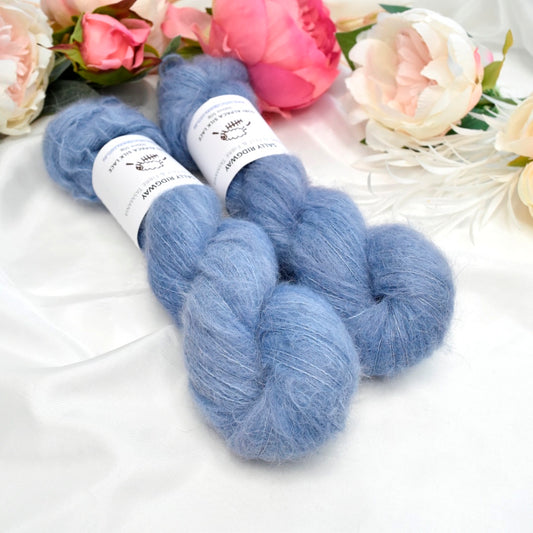 Blue Glaze Brushed Suri Alpaca Silk Lace Hand Dyed| Suri Silk Lace | Sally Ridgway | Shop Wool, Felt and Fibre Online