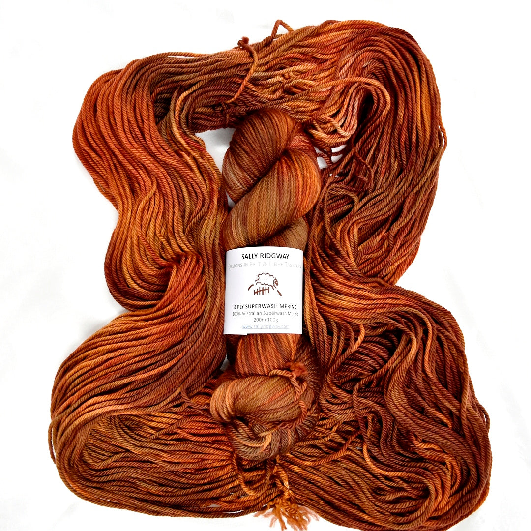 Copper Canyon on 8 Ply Superwash 100% Merino Yarn