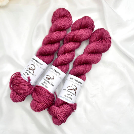 Claret 50g Midi Half Skein| 4 Ply Midi Skeins | Sally Ridgway | Shop Wool, Felt and Fibre Online