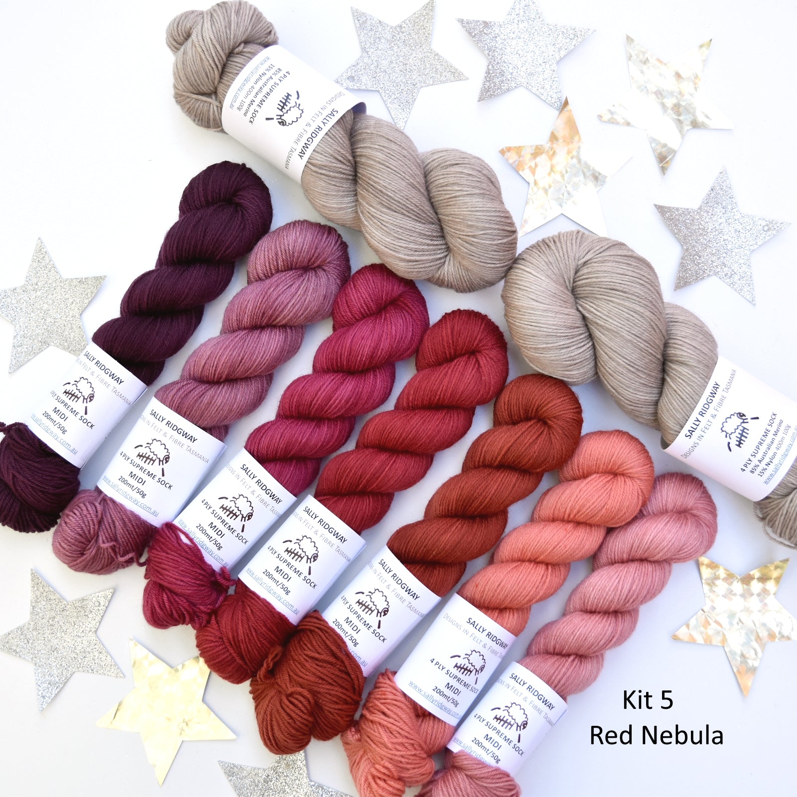 Cosmic Connections MKAL 2025 Yarn Kit 5 - Red Nebula| Sock Yarn | Sally Ridgway | Shop Wool, Felt and Fibre Online