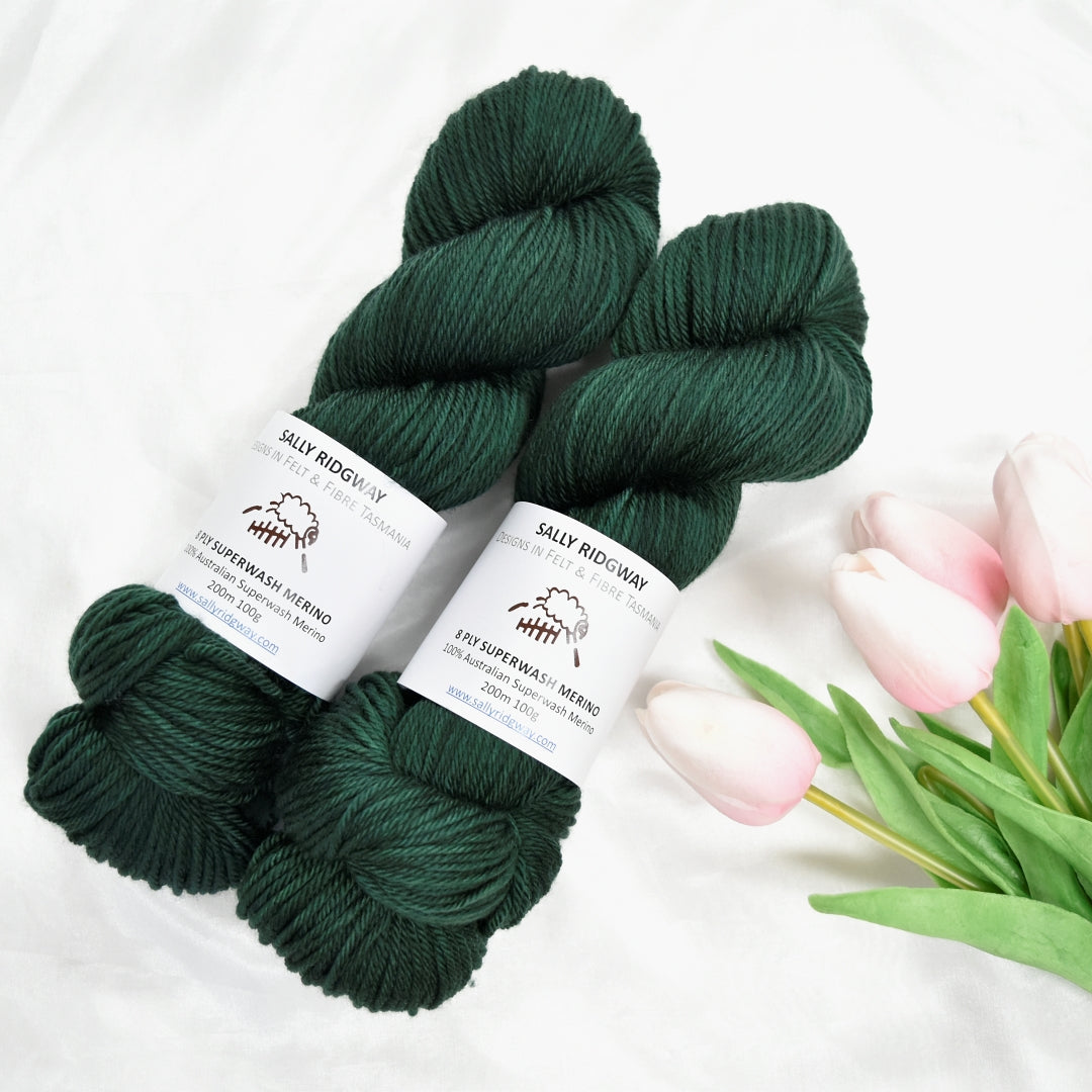 Magnetic Green on 8 Ply Superwash 100% Merino Yarn