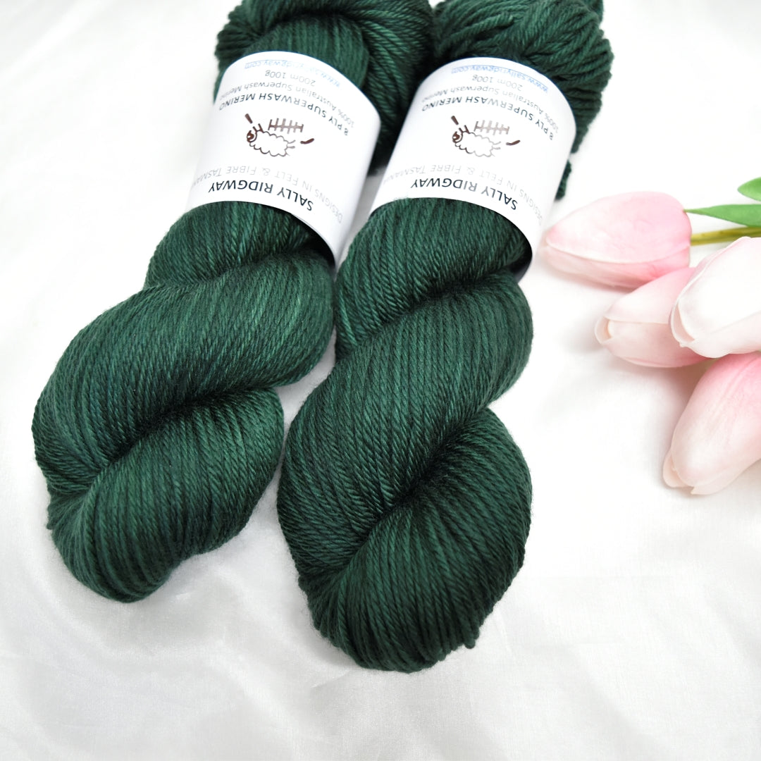 Magnetic Green on 8 Ply Superwash 100% Merino Yarn