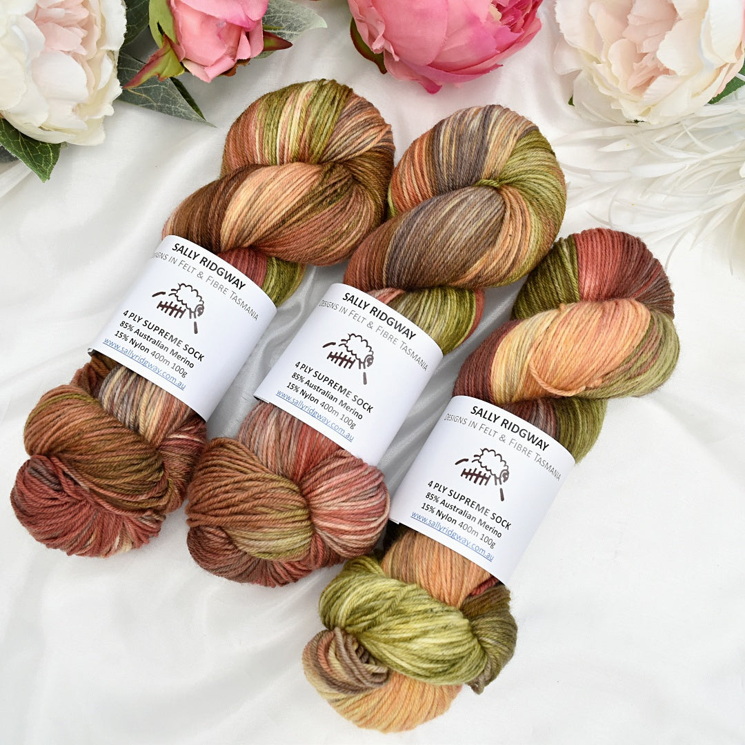 4 ply Supreme Sock Yarn Hand Dyed Fagus| Sock Yarn | Sally Ridgway | Shop Wool, Felt and Fibre Online