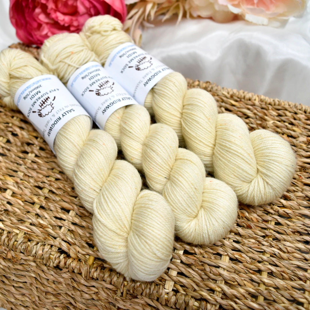 Champagne 50g 4 Ply Supreme Sock Midi Half Skein| 4 Ply Midi Skeins | Sally Ridgway | Shop Wool, Felt and Fibre Online