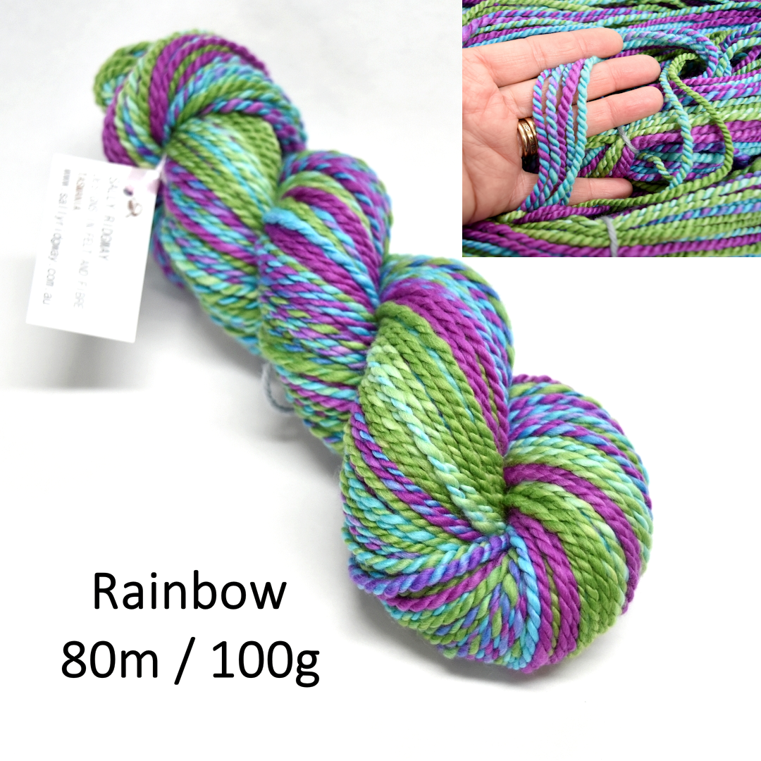 Hand Spun Tasmanian Merino Wool Chunky Yarn - Mixed Colours| Hand Spun Yarn | Sally Ridgway | Shop Wool, Felt and Fibre Online