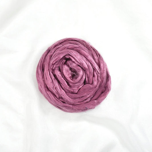 Mulberry Silk Roving Hand Dyed in Ruby| Silk Roving/Sliver | Sally Ridgway | Shop Wool, Felt and Fibre Online