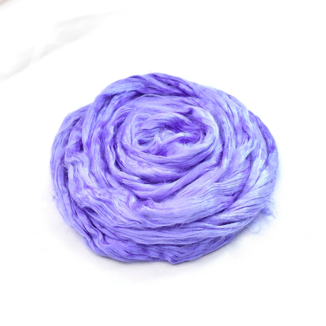 Mulberry Silk Roving Purple| Silk Roving/Sliver | Sally Ridgway | Shop Wool, Felt and Fibre Online