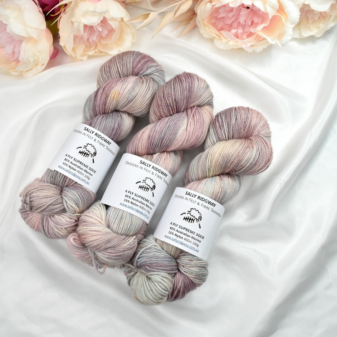 Chantilly 4 ply Supreme Sock Knitting Yarn Hand Dyed| Sock Yarn | Sally Ridgway | Shop Wool, Felt and Fibre Online