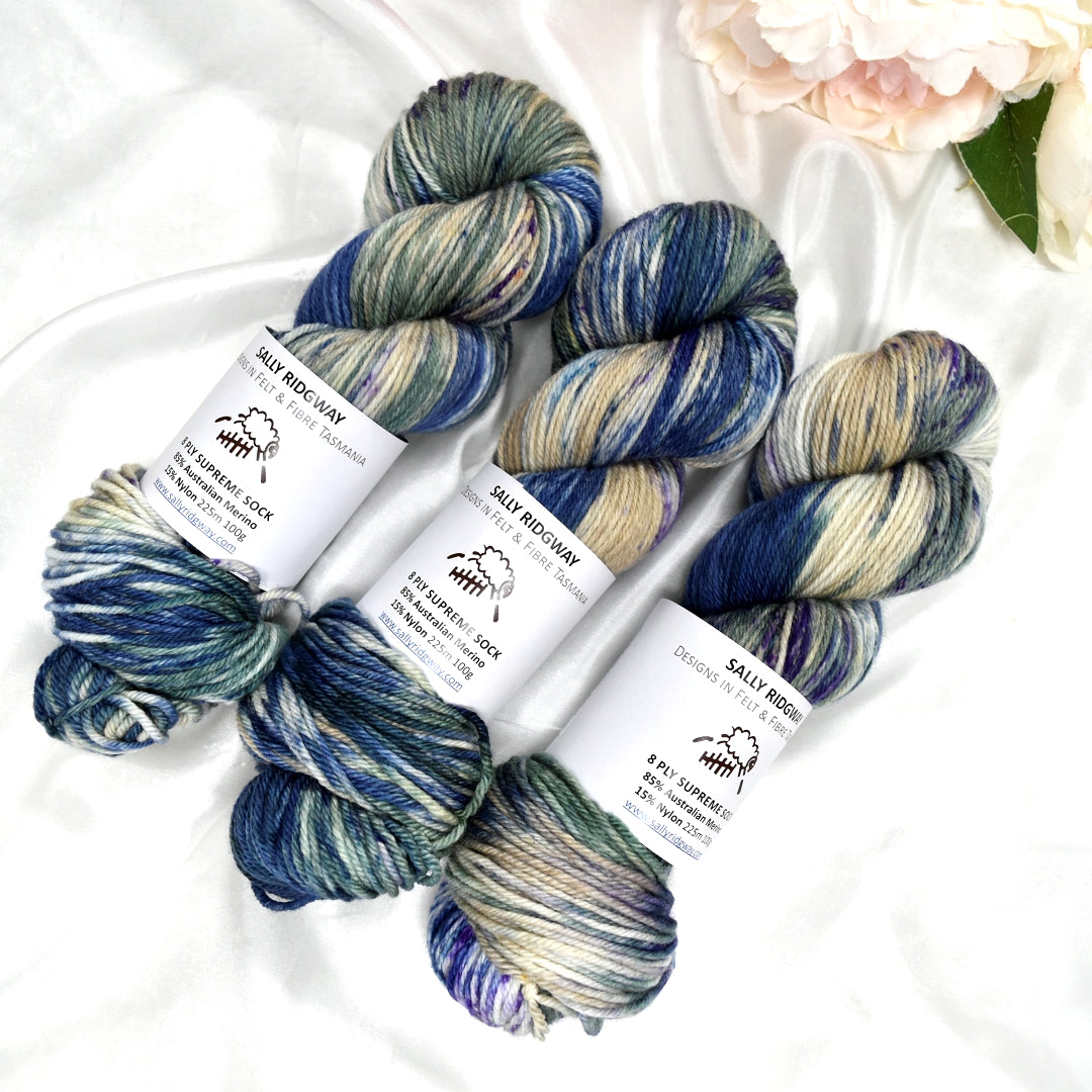 8 Ply Supreme Sock in Stormy Sea| 8 Ply Supreme Sock | Sally Ridgway | Shop Wool, Felt and Fibre Online