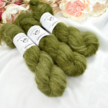 Suri Alpaca Silk Lace Hand Dyed Lichen Leaves-Suri Silk Lace-3-Sally Ridgway Designs in Felt &amp; Fibre