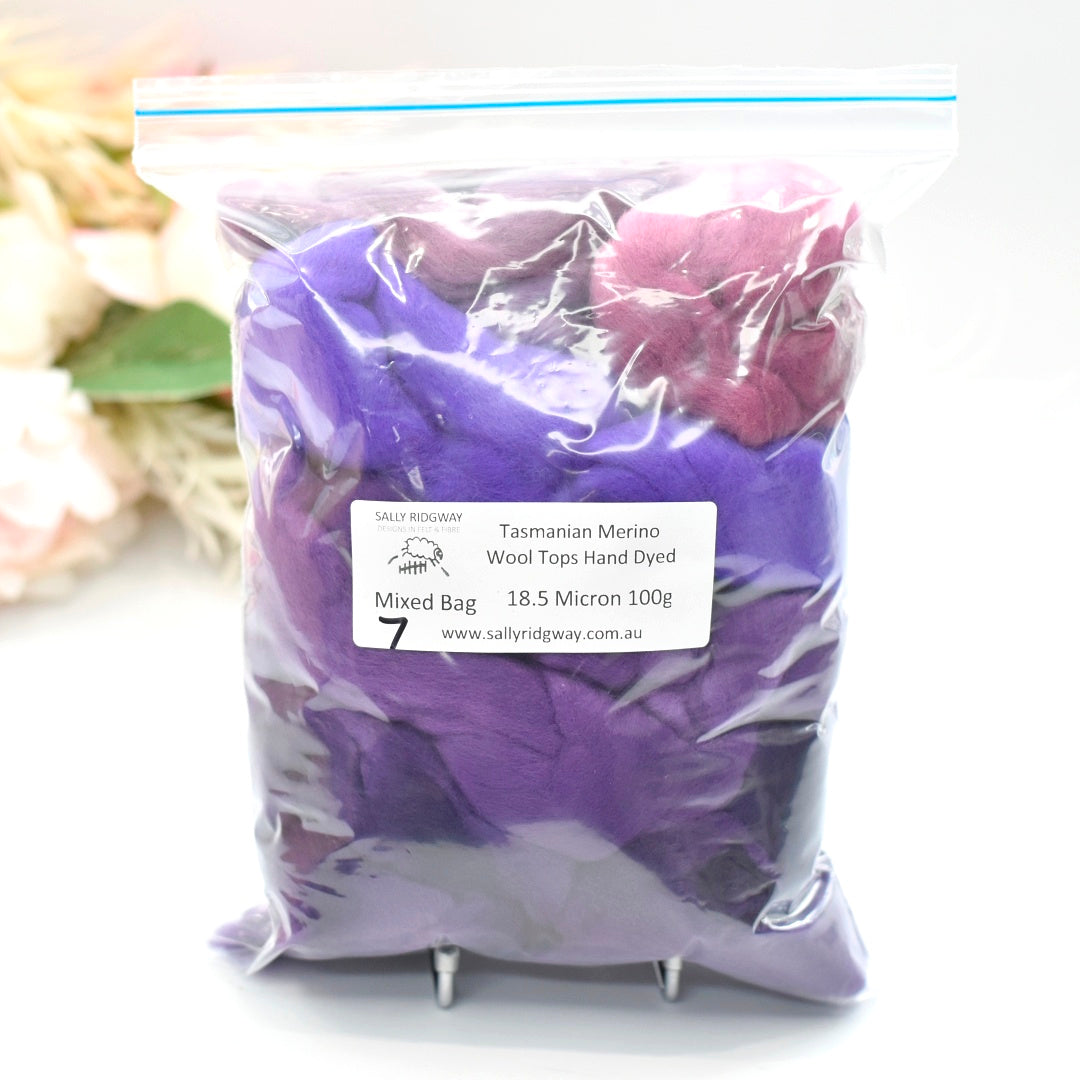 Tasmanian Merino Wool Combed Top Hand Dyed Mixed Bags| Merino wool tops | Sally Ridgway | Shop Wool, Felt and Fibre Online